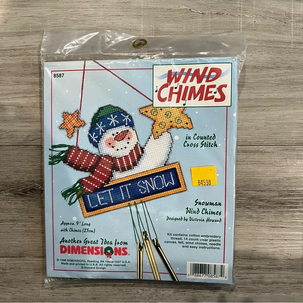 NWT Dimensions Wind Chimes Snowman Counted Cross Stitch Kit - Picture 2 of 10